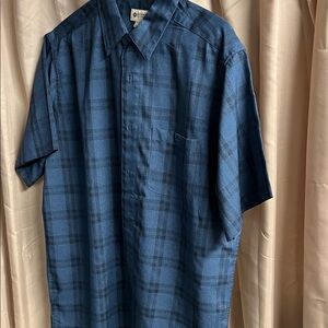 Haggar Navy Checkered Casual Shirt